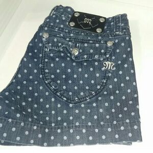 Miss Me Blue Polka Dot Jean Shorts